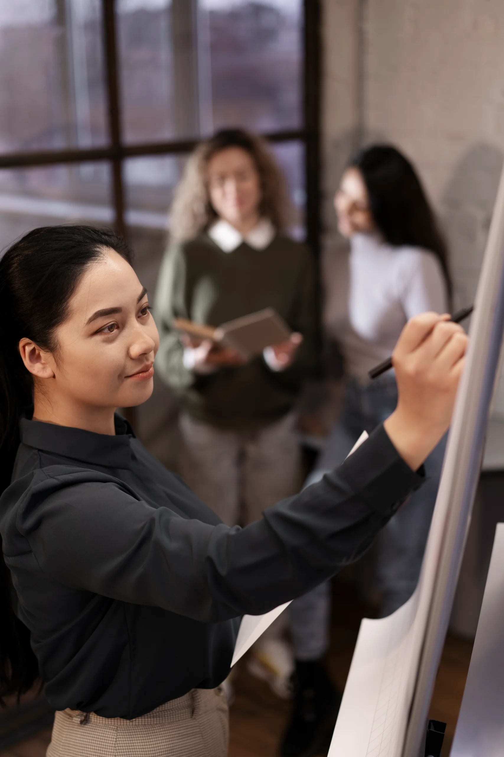 A professional writing a strategic planning and actionable decision-making.